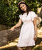 Pink Ruffle Trim Solid Linen Dress